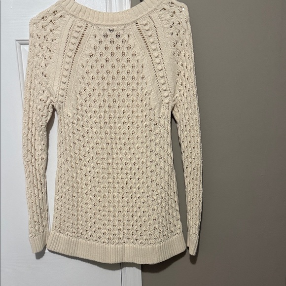 LOFT Women’s Cream Open Stitch Pointelle Knit Sweater~ Size Small - Picture 4 of 7